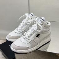Chanel Fabric, Suede & Calfskin High top Sneakers G38804 White/Gray 2022