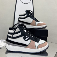 Chanel Fabric, Suede & Calfskin High top Sneakers G38804 White/Nude 2022