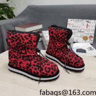 Dolce & Gabbana DG Leopard Print Down Snow Ankle Boots Red 2021 16