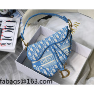 Dior Medium Saddle Bag in Cornflower Blue Cannage Embroidery 2021