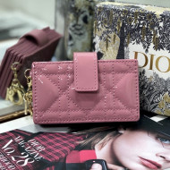 Dior Lady 5-Gusset Card Holder Wallet in Light Pink Patent Cannage Calfskin 2021
