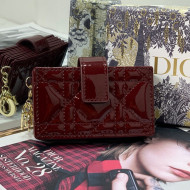 Dior Lady 5-Gusset Card Holder Wallet in Burgundy Patent Cannage Calfskin 2021