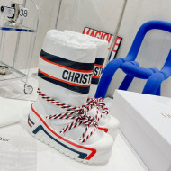Dior Dioralps Snow Short Boots in White Oblique Shiny Nylon 2021 46