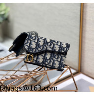 Dior Saddle Flap Card Holder Wallet in Blue Dior Oblique Jacquard 2022