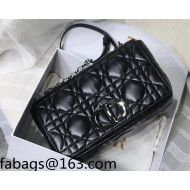 Dior Large Caro Chain Bag in Quilted Macrocannage Calfskin All Black 2021
