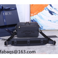 Dior Men's Safari Messenger Bag in Grey Grained Leather 2022 93307 07