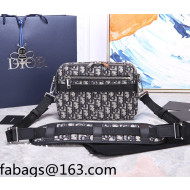 Dior Men's Safari Messenger Bag in Beige and Black Dior Oblique Jacquard 2022 93307 02
