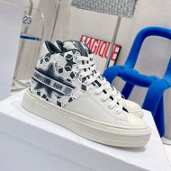 Dior Walk'n'Dior Star High-top Sneakers in Blue and White Calfskin and Fabric with Dior Étoile Motif 2022