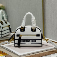 Dior Mini Vibe Zip Bowling Bag in Smooth Calfskin White 2022 6201