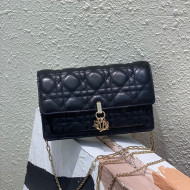 Dior Lady Dior Chain Pouch in Cannage Lambskin Black 2022 M68H