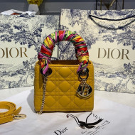 Dior Classic Lady Dior Lambskin Mini Bag Orange Yellow/Gold 2022