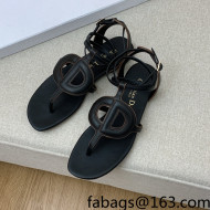 Dior Calfskin CD Flat Sandals Black 2022 032229