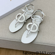 Dior Calfskin CD Flat Sandals White 2022 032228