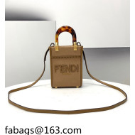Fendi Sunshine Flannel Mini Shopper Tote Bag Beige 2021 8513