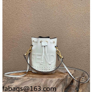 Fendi Mon Tresor Mini Bucket Bag with Braided Leather Charm White 2022 8537