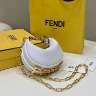 Fendi Nano Fendigraphy Leather Mini Hobo Bag Charm White 2022 80056S