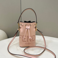 Fendi Mon Tresor Mini Bucket Bag in Pink Logo Leather 2022 8288
