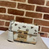 Gucci Padlock Small Berry Print Leather Shoulder Bag 409487 White/Gold 2021 