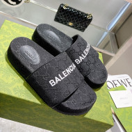 Balenciaga x Gucci GG Canvas Slide Sandals Black 2021 44