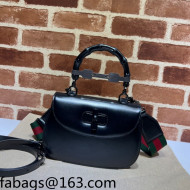Gucci Leather Small Top Handle Bag with Bamboo ‎675797 Black 2022