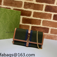 Gucci Jackie 1961 Wool Fabric Chain Wallet 652681 Dark Green 2022