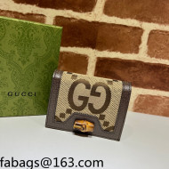 Gucci Diana Jumbo GG Canvas Card Case Wallet 658244 Camel Brown 2022