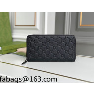 Gucci GG Leather Zip Wallet 447906 Black 2022 