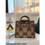 Gucci Diana Jumbo GG Canvas Small Tote Bag ‎660195 Camel Brown 2021 