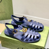 Gucci Men's Strap Flat Sandals Blue 2022 03