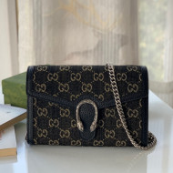 Gucci Dionysus GG Denim Mini Chain Bag 401231 Black 2022