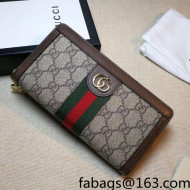 Gucci Ophidia GG Zip Around Wallet 523154 Brown Leather 2022