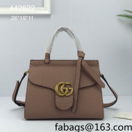 Gucci GG Marmont Medium Top Handle Bag in Grainy Calfskin 442622 Nude 2022