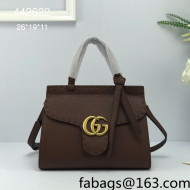 Gucci GG Marmont Medium Top Handle Bag in Grainy Calfskin 442622 Coffee Brown 2022