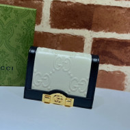 Gucci GG Leather Card Case Wallet 676150 White 2022