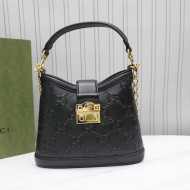Gucci Small GG Leather Shoulder Bag 675788 Black 2022