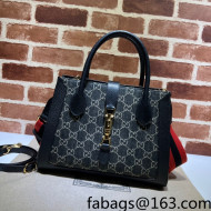 Gucci Jackie 1961 Medium Shoulder Bag in Black GG Denim Jacquard 685129 2022