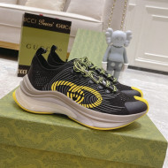 Gucci Run Sneakers in Interlocking G Knit Fabric Black/Yellow 2022 032544