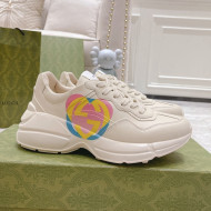 Gucci Rhyton Heart Sneakers White 2022 032550