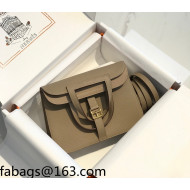 Hermes Halzan Mini 22cm Bag in Togo Calfskin Leather Dove Grey/Gold 2021 07