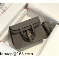 Hermes Halzan 25cm Bag in Togo Calfskin Leather Tinware Grey/Gold 2021 12