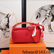 Hermes Trousse Bride-A-Brace Canvas Case/Top Handle Bag Red 01 2022