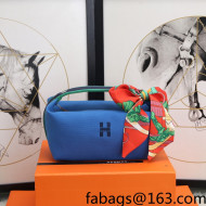 Hermes Trousse Bride-A-Brace Canvas Case/Top Handle Bag Water Blue 2022