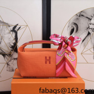 Hermes Trousse Bride-A-Brace Canvas Case/Top Handle Bag Orange 2022