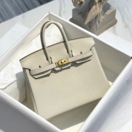 Hermes Birkin 25cm Bag in Togo Calfskin White/Gold 2022