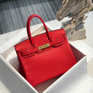 Hermes Birkin 30cm Bag in Togo Calfskin Red/Gold 2022