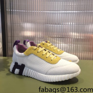 Hermes Bouncing Mesh and Suede Sneakers White/Purple/Yellow 2022 032568