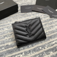 Saint Laurent Fold Wallet in Grained Leather 517045 All Black 2022 