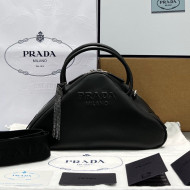 Prada Leather Triangle top Handle Bag 1BB082 Black 2022 