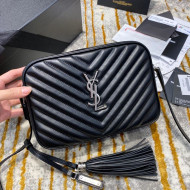 Saint Laurent Lou Camera Shoulder Bag in Quilted Leather 520534 Black/Silver 2020