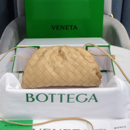Bottega Veneta The Mini Pouch Crossbody Bag in Woven Lambskin in Porridge Nude 2022